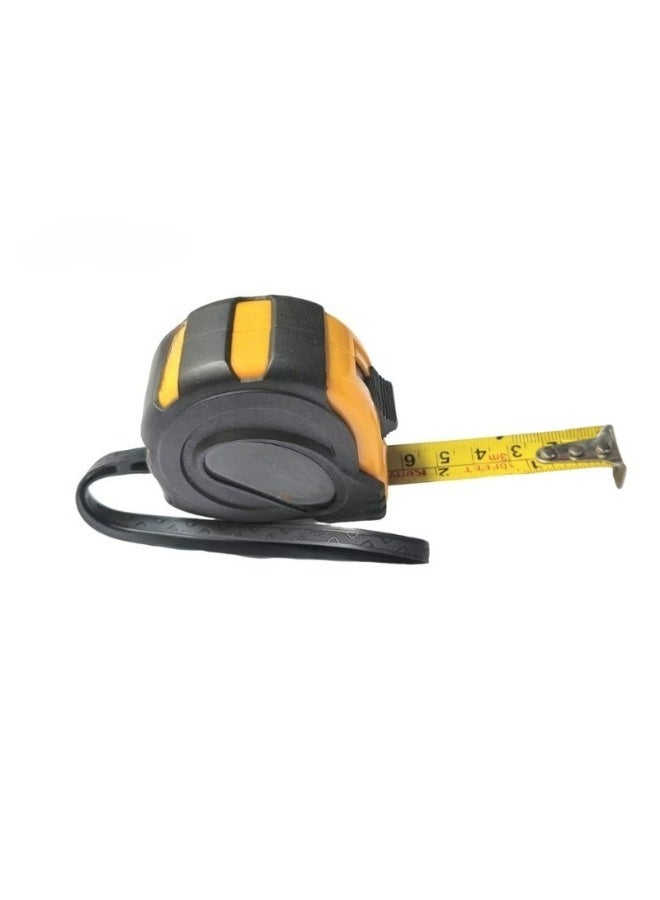 Yellow and black tape measure, easy-to-read measuring ruler, retractable nylon coated measuring ruler, magnetic hook, belt clip, rubber protective sleeve-yellow ribbon - Image 3